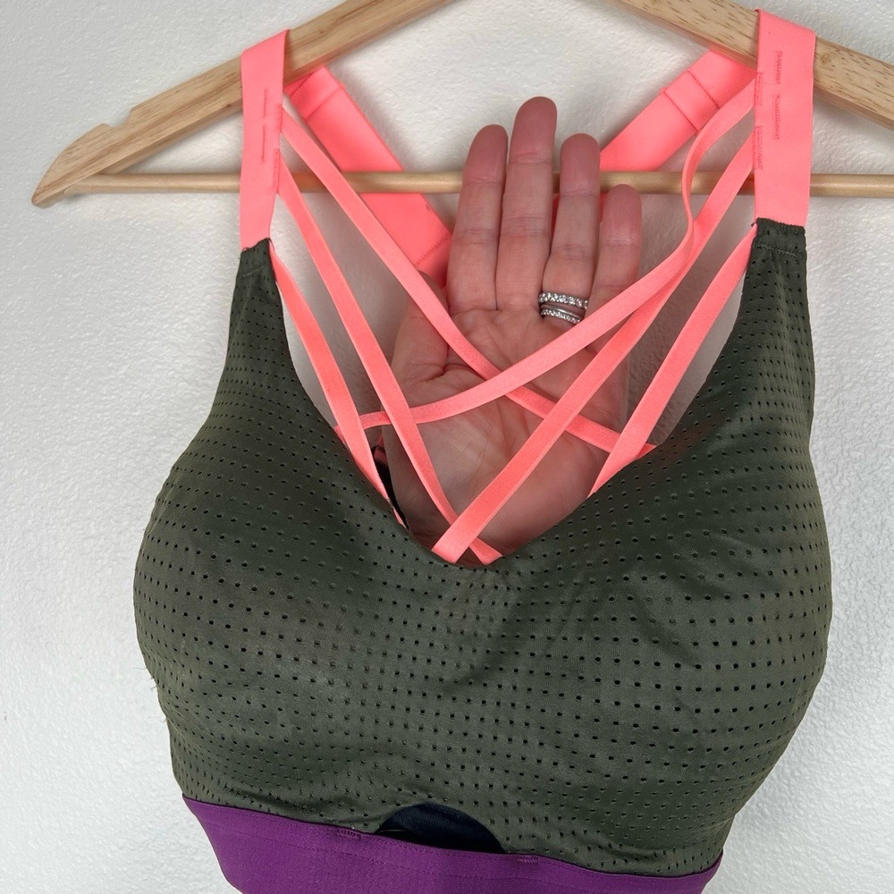 Victoria's Secret VSX Sport Bra Womens 42DD Olive Purple Coral Breathable Active - Picture 5 of 9